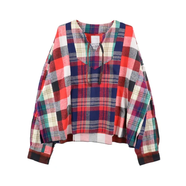 Readymade African Lace-Up Check Shirt Front Look