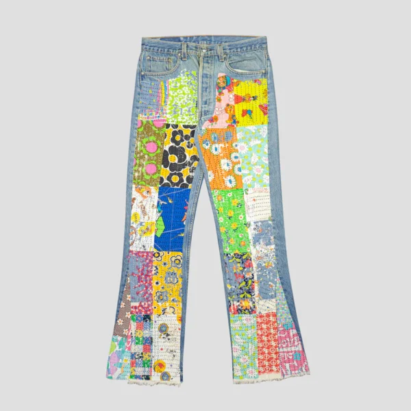 Readymade Flower Patch Work Jeans Front Look