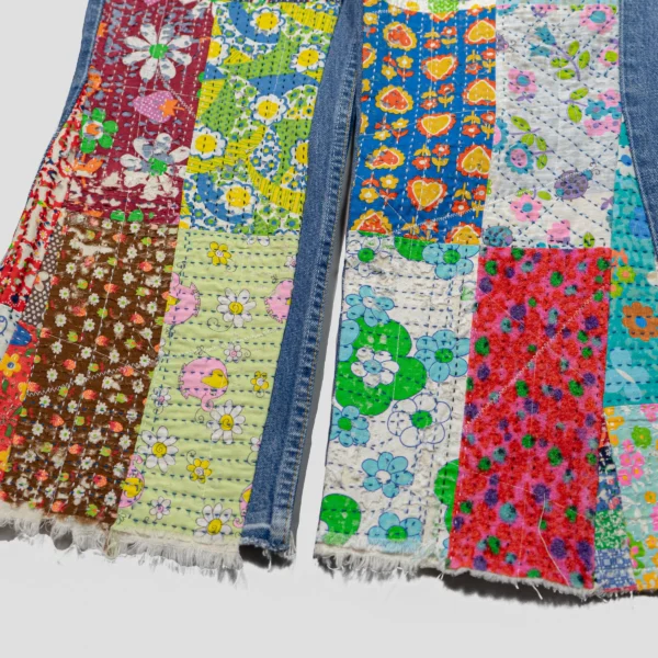 Readymade Flower Patch Work Short Jeans Bottom View