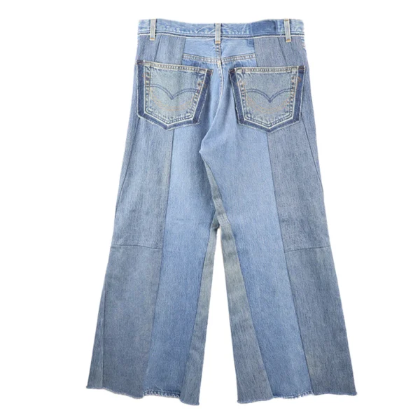 Readymade Wide Flare Denim Blue Jeans Back Side