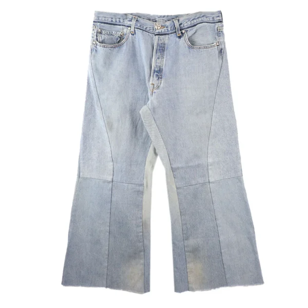 Readymade Wide Flare Washed Denim Jeans Front Side