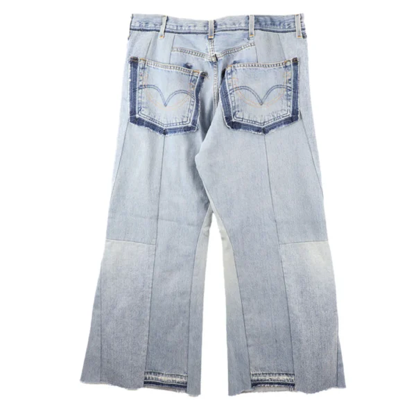 Readymade Wide Flare Washed Denim Jeans Back Side