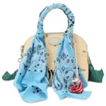 READYMADE Multi Bandana Handle Daily Bag Front View With Light Blue Bandana